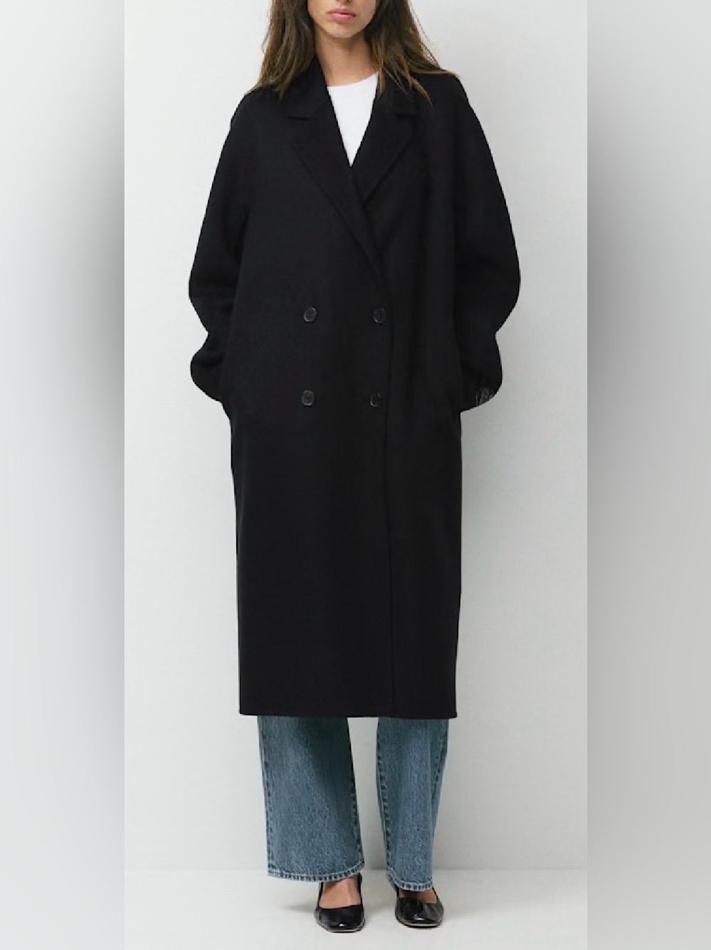Aritzia The Slouch Double-Faced Coat Black